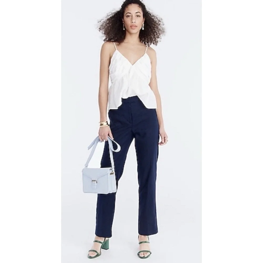 J. Crew Kate Linen Blend‎ Pants Trousers Straight Career Navy Blue Nautical Sz 2 - Picture 15 of 16